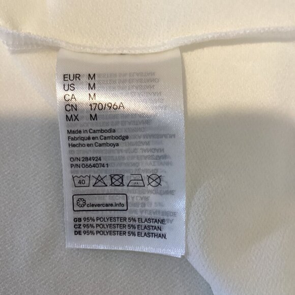 H&M Plain White Short/Half Balloon Sleeve Stretchy Top Sz M #87L - Picture 8 of 8